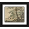 thumbnail image 1 of Pieter Gerardus van Os 24x20 Black Ornate Framed Double Matted Museum Art Print Titled: Landscape with Two Shepherds with Cattle (1797), 1 of 5