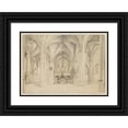 thumbnail image 1 of Pieter Jansz Saenredam 14x11 Black Ornate Wood Framed Double Matted Museum Art Print Titled: View of the Nave and Choir of the Sint-Cunerakerk, Rhenen, Looking East (1644), 1 of 5
