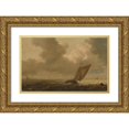 thumbnail image 1 of Pieter Mulier the Elder 14x11 Gold Ornate Wood Frame and Double Matted Museum Art Print Titled - Fishing Boat with the Wind in the Sails (1625 - 1640), 1 of 4