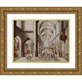 thumbnail image 1 of Pieter Neeffs the Elder 24x18 Gold Ornate Framed and Double Matted Museum Art Print Titled - Interior of a Three-Aisled Gothic Church During a Sermon (1628 - 1631), 1 of 4