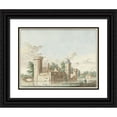 thumbnail image 1 of Pieter Remmers 18x15 Black Ornate Wood Framed Double Matted Museum Art Print Titled - The Slot Aalst in the Bommelerwaard (1754 - 1810), 1 of 5