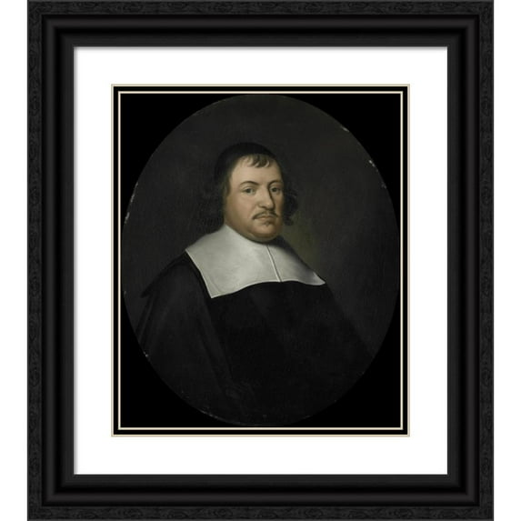 Pieter Van Der Werff 12x14 Black Ornate Wood Framed Double Matted Museum Art Print Titled: Portrait of Cornelis Van Den Bergh, Director of the Rotterdam Chamber of the Dutch East India