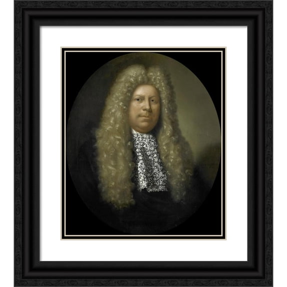 Pieter Van Der Werff 20x23 Black Ornate Framed Double Matted Museum Art Print Titled: Portrait of Jacob Dane, Director of the Rotterdam Chamber of the Dutch East India Company, Ele