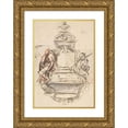 thumbnail image 1 of Pieter Verbruggen the Younger 11x14 Gold Ornate Wood Frame and Double Matted Museum Art Print Titled - Design for a Sepulchral Monument with Two Figures (Late 17th-Early 18th Century), 1 of 4