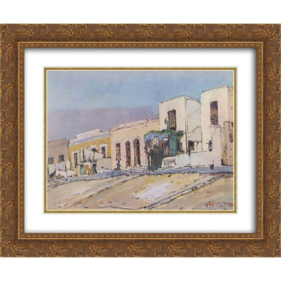Pieter Wenning 2x Matted 24x20 Gold Ornate Framed Art Print 'Malay Quarter'