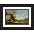 thumbnail image 1 of Pieter de Bloot 18x13 Black Ornate Wood Framed Double Matted Museum Art Print Titled - The Feeding of the Poor at the Staircase of the Cloisters, 1 of 5
