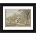 thumbnail image 1 of Pieter de Goeje 14x11 Black Ornate Wood Framed Double Matted Museum Art Print Titled: Landscape with Watermolen (1789 - 1859), 1 of 5