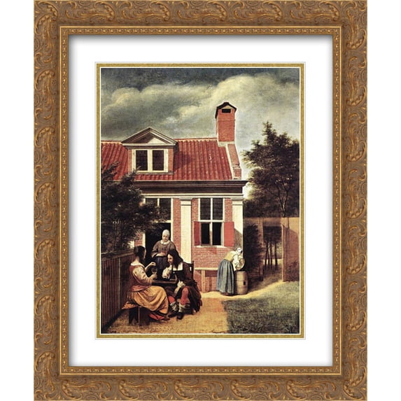 Pieter de Hooch 2x Matted 20x24 Gold Ornate Framed Art Print 'Village House'
