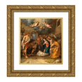 thumbnail image 1 of Pieter van Lint 12x13 Gold Ornate Wood Frame and Double Matted Museum Art Print Titled - The Adoration of the Shepherds, 1 of 4