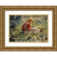 thumbnail image 1 of Pieters, Evert 32x24 Gold Ornate Wood Framed with Double Matting Museum Art Print Titled - A Young Girl In a Flower Garden, 1 of 4