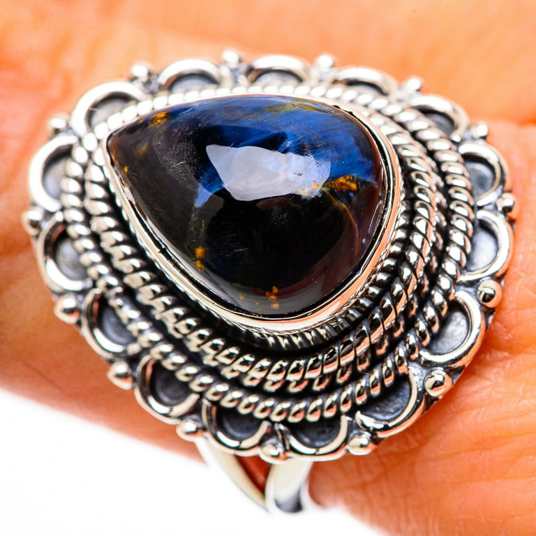 Pietersite Ring Size 8.5 925 Sterling Silver Handmade Boho Vintage Jewelry RING133205