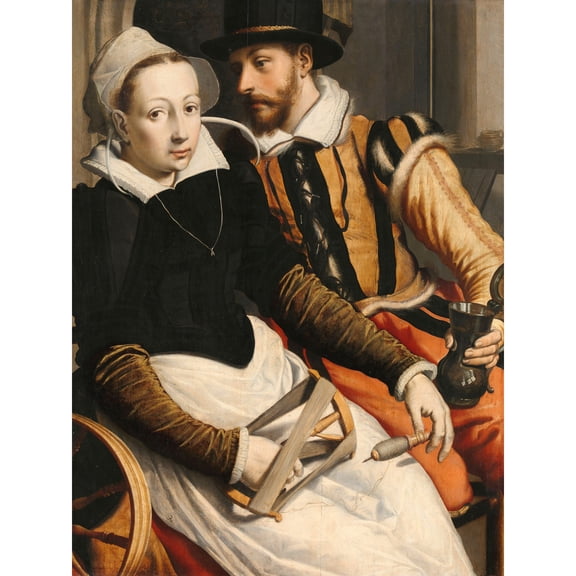Pietersz Man And Woman At Spinning Wheel Painting Extra Large XL Wall Art Poster Print