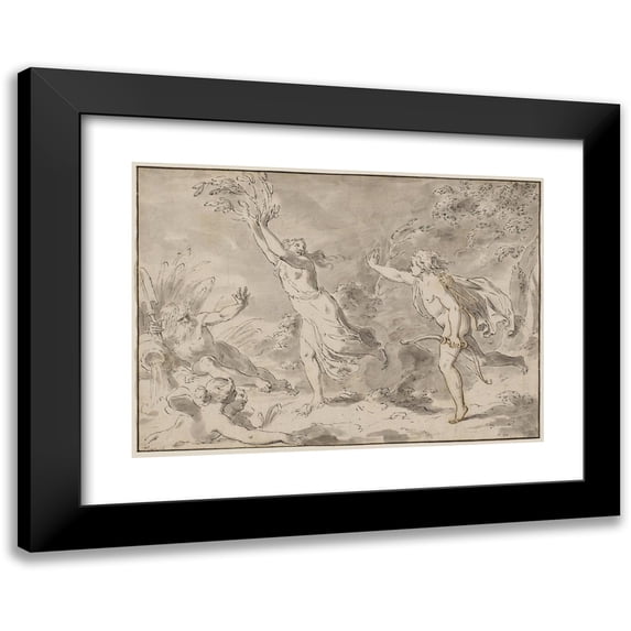 Pietro Antonio Novelli 18x14 Black Modern Framed Museum Art Print Titled - Apollo and Daphne
