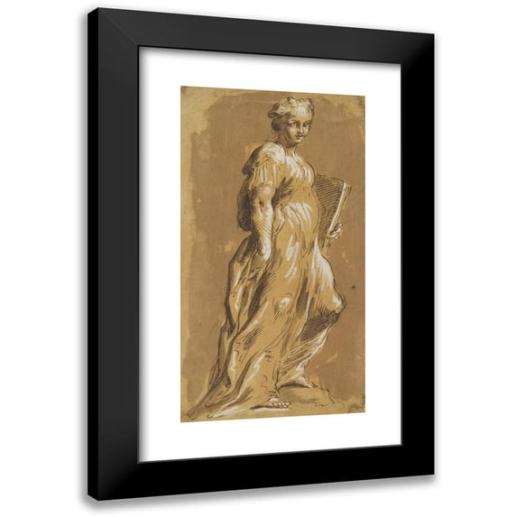 Pietro Antonio Novelli 9x14 Black Modern Framed Museum Art Print Titled - Allegorical Figure of a Woman (ca. 1745-55)