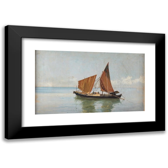 Pietro Barucci 18x12 Black Modern Framed Museum Art Print Titled - Lagoon with Boat