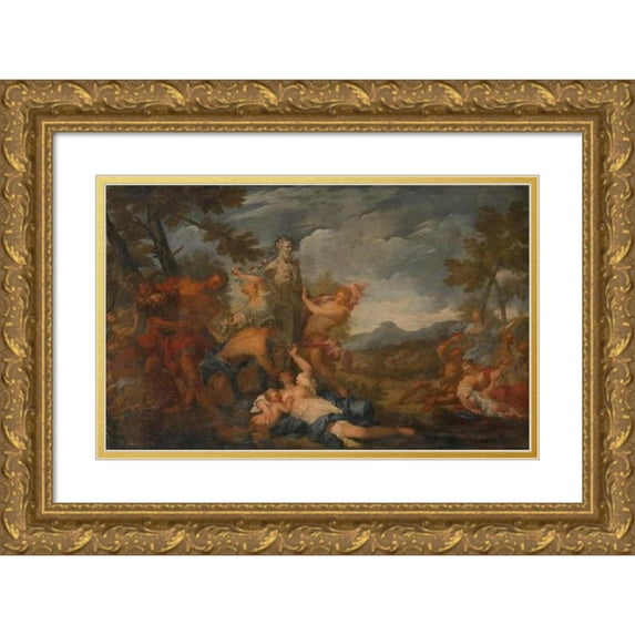 Pietro Dandini 14x11 Gold Ornate Wood Frame and Double Matted Museum Art Print Titled - The Crowning of Bacchus