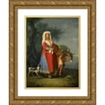 thumbnail image 1 of Pietro Fabris 18x24 Gold Ornate Framed and Double Matted Museum Art Print Titled - A Young Girl in Traditional Neapolitan Dress in a Landscape, Together with a Young Boy and a Donkey, 1 of 4