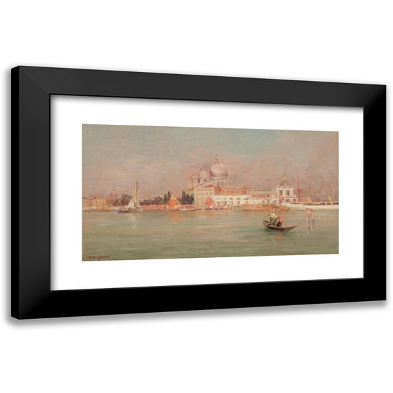 Pietro Fragiacomo 14x9 Black Modern Framed Museum Art Print Titled - Venice, Santa Maria Della Salute