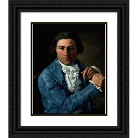 Pietro Labruzzi 12x14 Black Ornate Wood Framed Double Matted Museum Art Print Titled: Portrait of the Architect Giuseppe Valadier (C. 1795)