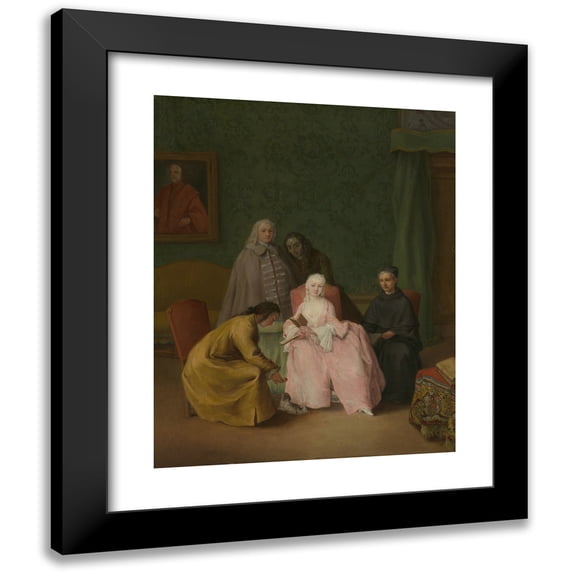 Pietro Longhi 20x24 Black Modern Framed Museum Art Print Titled - The Visit (1746)