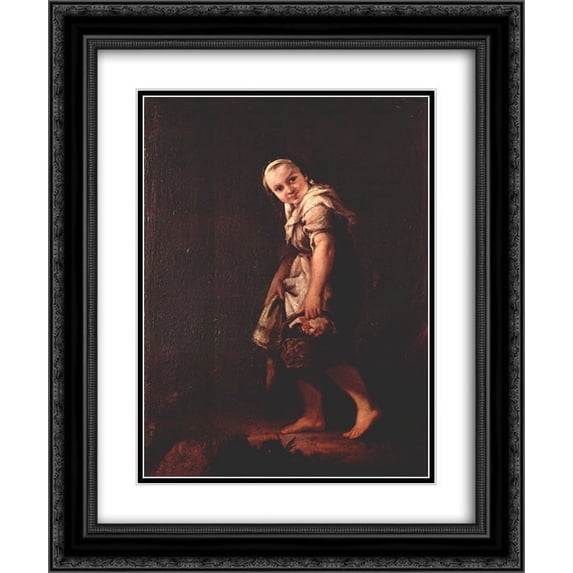 Pietro Longhi 2x Matted 20x24 Black Ornate Framed Art Print 'A Shepherd girl with a basket'