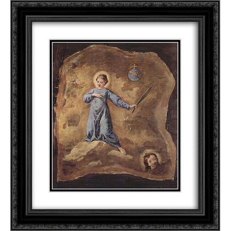 Pietro Longhi 2x Matted 20x24 Black Ornate Framed Art Print 'Fresco in San Pantalon in Venice, Scene Holy Martyr, fragment'