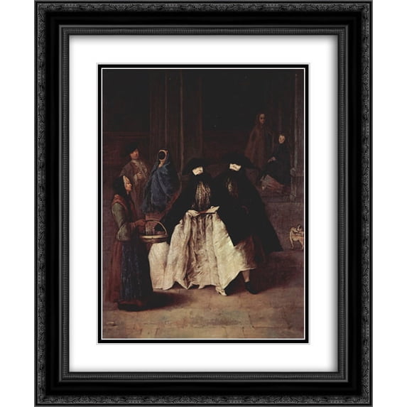 Pietro Longhi 2x Matted 20x24 Black Ornate Framed Art Print 'The Perfume Seller'