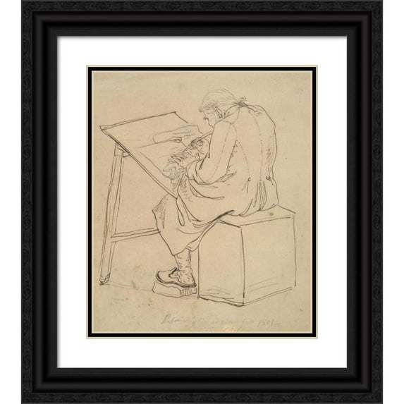 Pietro Palmieri the Younger 12x14 Black Ornate Wood Framed Double Matted Museum Art Print Titled: Scribe At Desk (1801)