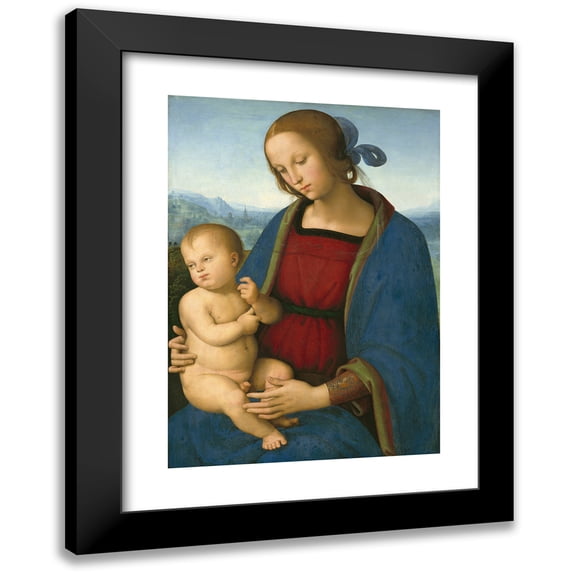 Pietro Perugino 18x24 Black Modern Framed Museum Art Print Titled - Madonna and Child (C. 1500)