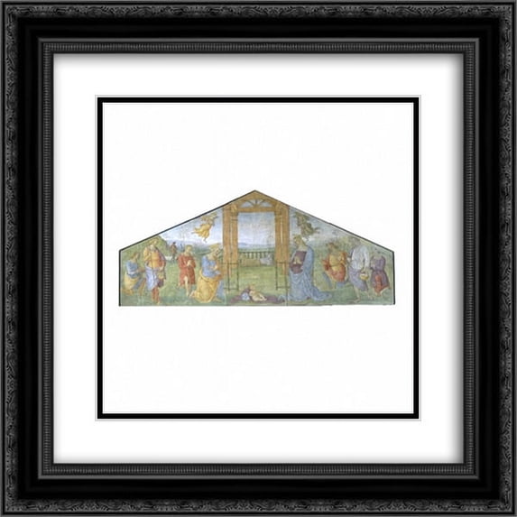 Pietro Perugino 2x Matted 20x20 Black Ornate Framed Art Print 'The Nativity of the Virgin. St. Joseph and the Shepherds adoring the Infant Christ'
