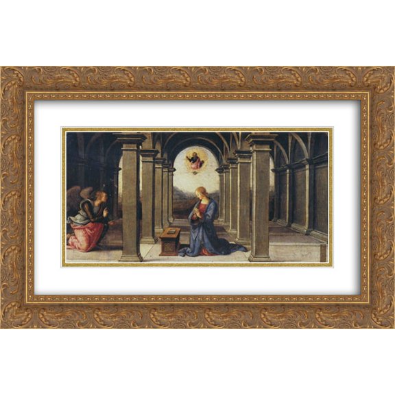 Pietro Perugino 2x Matted 24x16 Gold Ornate Framed Art Print 'Pala di Fano (Annunciation)'
