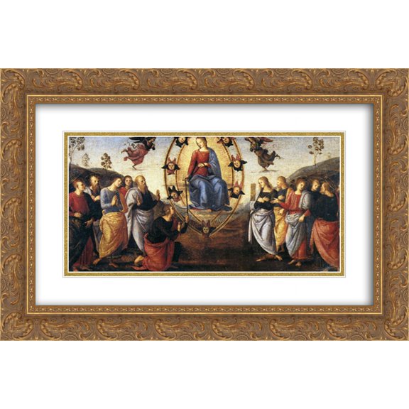 Pietro Perugino 2x Matted 24x16 Gold Ornate Framed Art Print 'Pala di Fano (Assumption)'