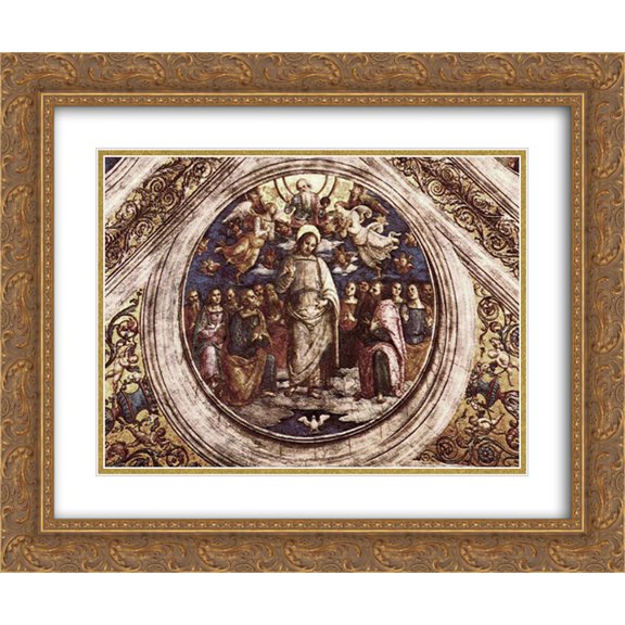 Pietro Perugino 2x Matted 24x20 Gold Ornate Framed Art Print 'The Holy Trinity and the Apostles'