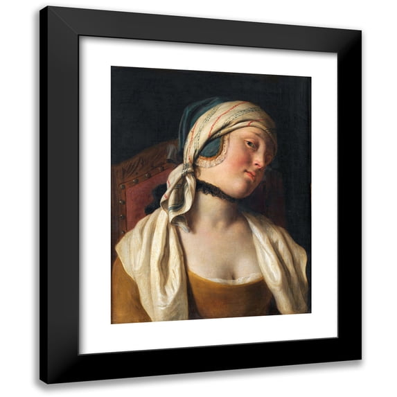 Pietro Rotari 19x24 Black Modern Framed Museum Art Print Titled - Portrait of a Young Woman
