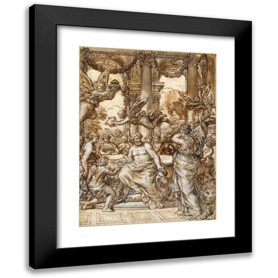 Pietro da Cortona 14x18 Black Modern Framed Museum Art Print Titled - Cybele Before the Council of the Gods (1633)
