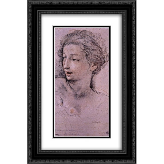 Pietro da Cortona 2x Matted 18x24 Black Ornate Framed Art Print 'Study for the Age of Silver'
