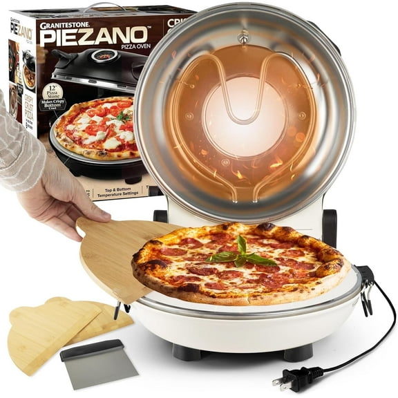 Piezano Pizza Oven & Grill Indoor Pizza Maker Machine Pizza Cooker 12" for Kitchen Countertop Electric Up To 800°F Cream