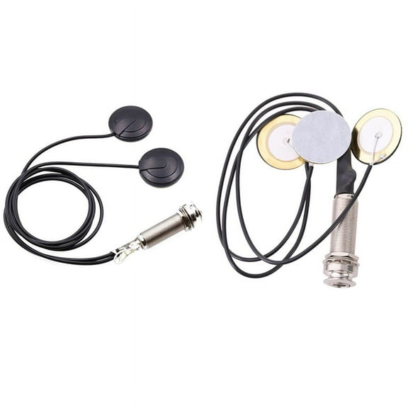 Piezo Contact Microphone 3 Transducer Pickups & 21-INCHES Wire Length 1/4 Inch Output Jack 2 in 1 Piezo Pickup Disc