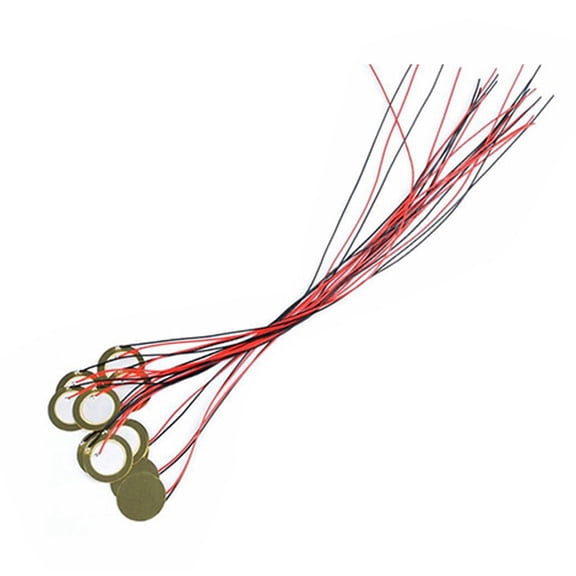 Piezo Discs with Leads 15pcsPiezoPickupAmplifiersDiscsforGuitarDrumContactMicrophonewithLeads