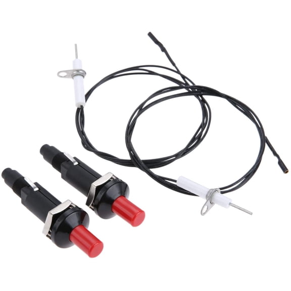 Piezo Igniter with Spark Ignition, Propane Push Button Piezo Igniter Kit with Threaded Ceramic Electrode Ignition Plug Type of 1 Out 2, Fit for Gas Grill Range Heater Stove Kitchen lgniter
