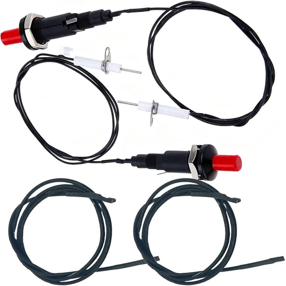 Piezo igniter with Spark Ignition Eelectrode Assembly Kits 39.5" Wire for DIY Propane Grill, Fire Pit, Heater Set Up, 2PCS