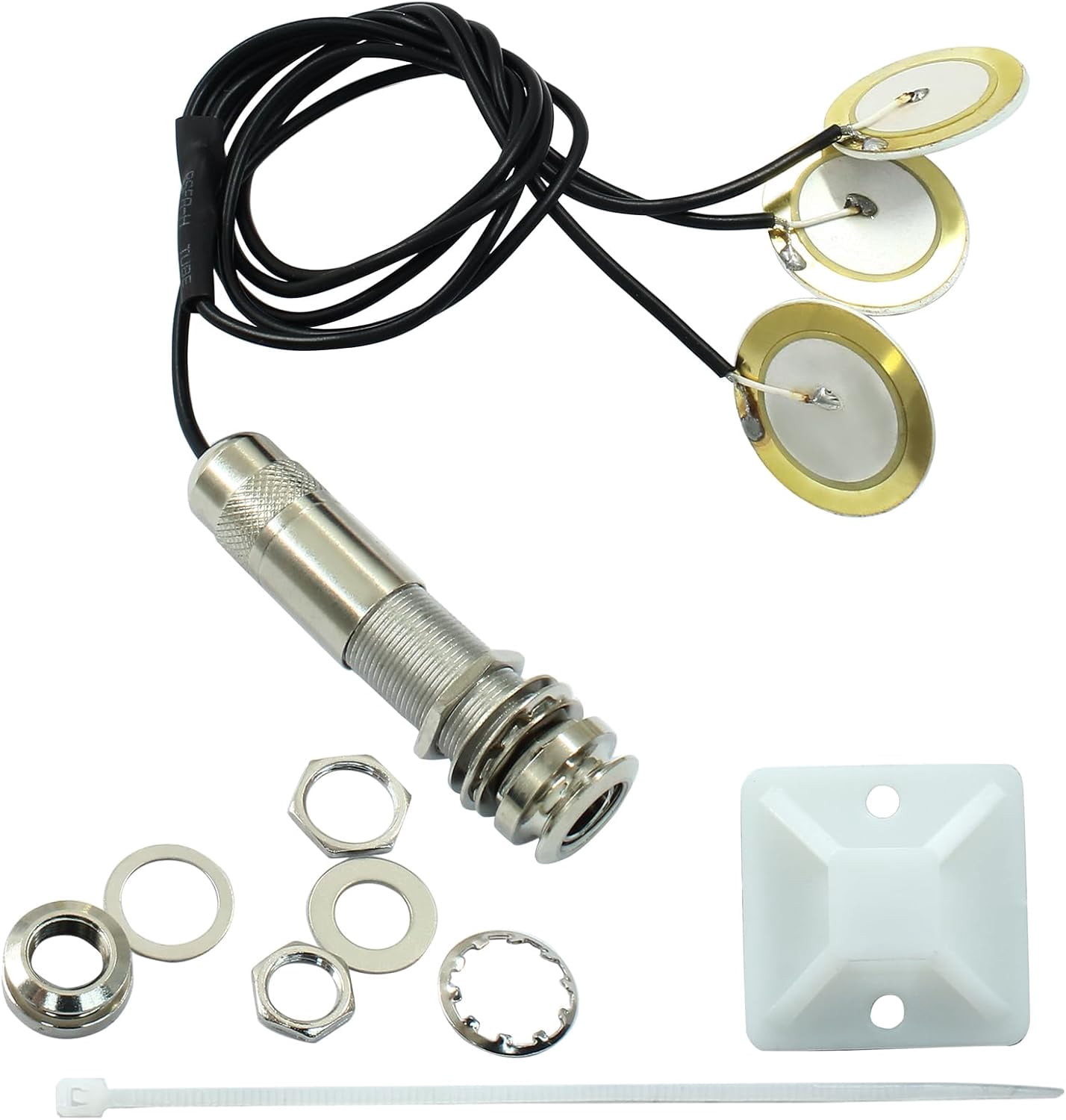 Piezoelectric pickup sensor with 2 accessories, 3-in-1 microphone contact piezoelectric pickup, suitable for electronic acoustic guitars, violins, ukuleles, and other instruments
