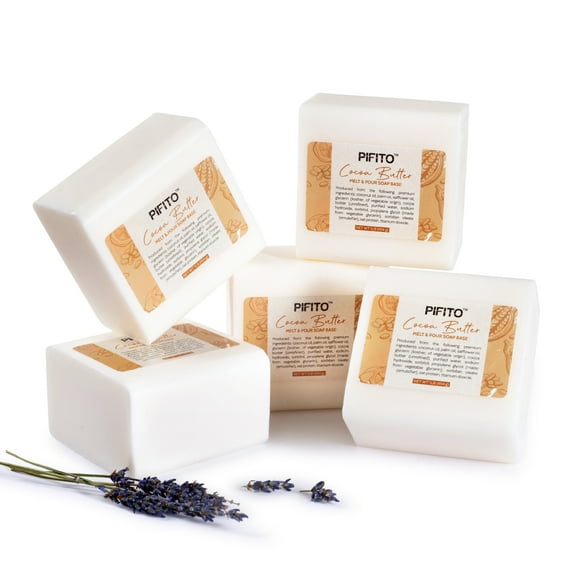 Pifito Cocoa Butter Melt and Pour Soap Base (5 lb) │ Bulk Premium 100% Natural Glycerin Soap Base │ Luxurious Soap Making Supplies