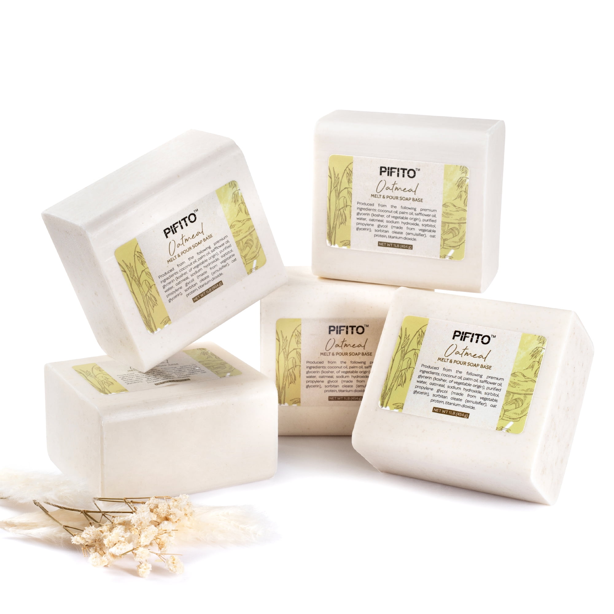 Pifito Oatmeal Melt and Pour Soap Base (5 lb) │ Bulk Premium 100% Natural Glycerin  Soap Base │ Luxurious Soap Making Supplies 