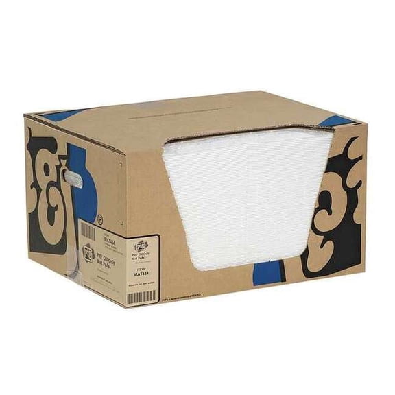 Pig Sorbent Pad, 17 gal, 15 in x 20 in, Oil, White, 100 PK MAT454