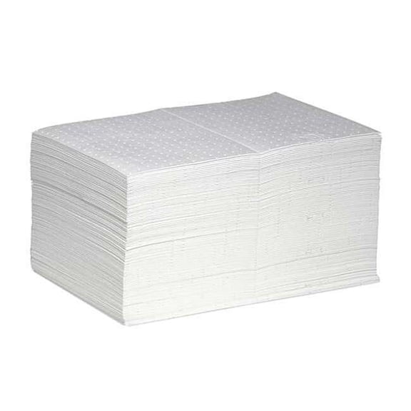 Pig Sorbent Pad, 17 gal, 15 in x 20 in, Oil, White, 100 PK MAT455