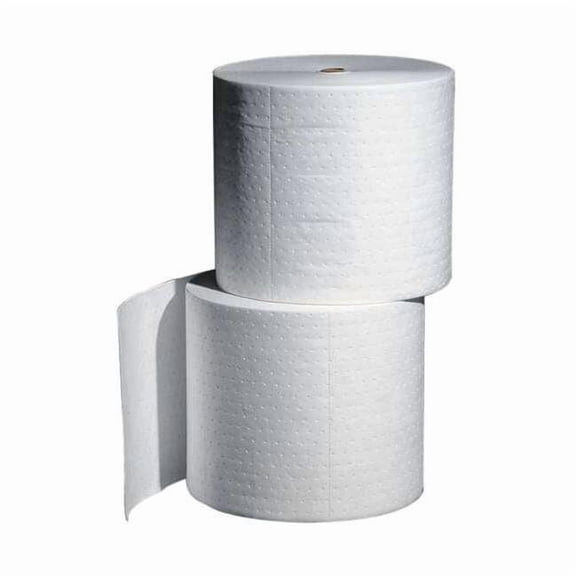 Pig Sorbent Roll, 41 gal, 15 in x 300 ft, Oil, White, 2 PK MAT441