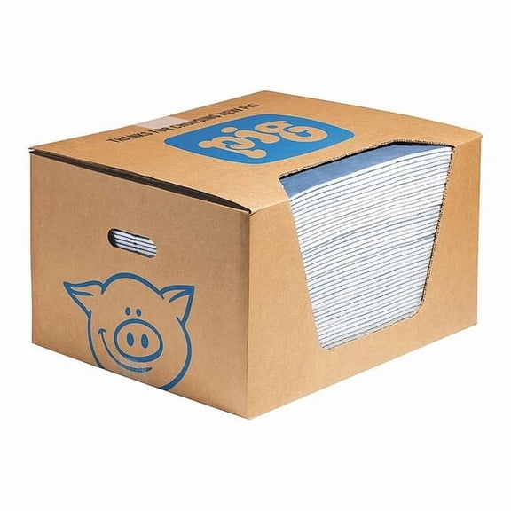 Sorbent Pad, 11 gal, 15 in x 19 in, Universal, Blue, White, Fibers, Polypropylene WTR006