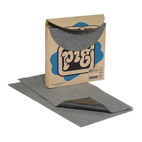 Pig Sorbent Pad, 6 gal, 23 in x 48 in, Universal, Gray, Polypropylene TLS666