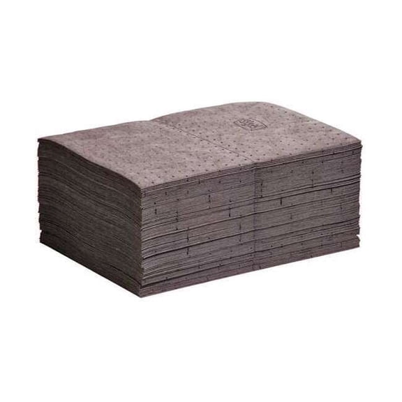 Pig Sorbent Pad, 17 gal, 15 in x 20 in, Universal, Gray, Polypropylene MAT160